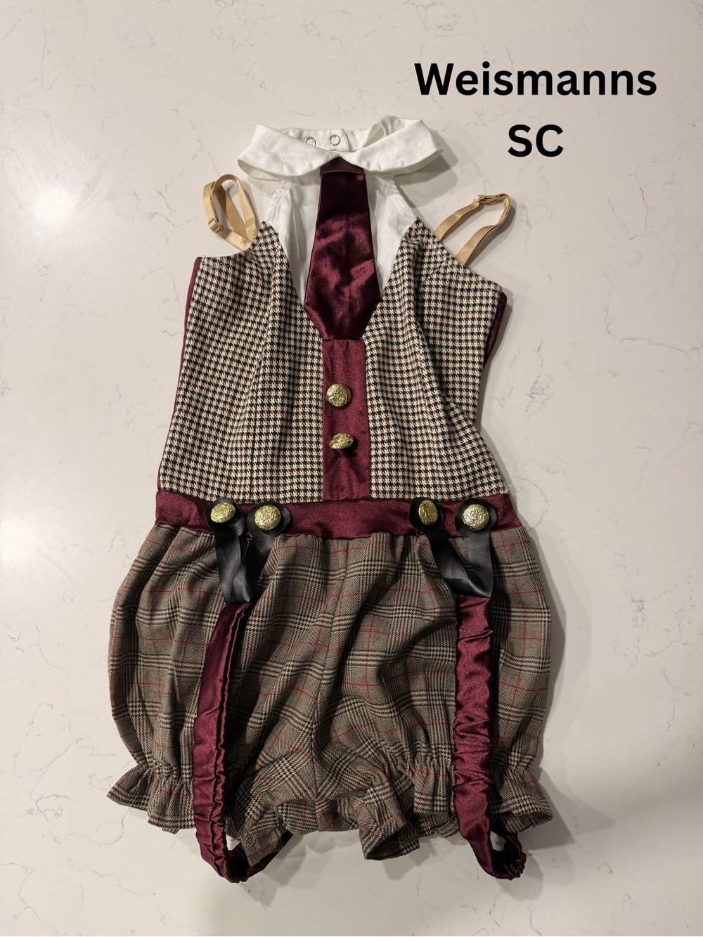 Weissman Girls' Burgundy and Tan Plaid School Costume